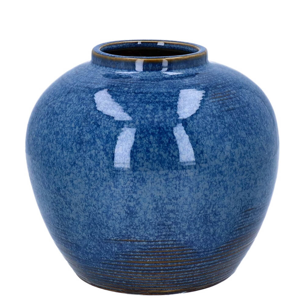 Gisela Graham Porcelain Vase Blue Round